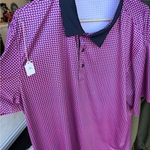 Pink and Black Polo Shirt with Checkered Pattern